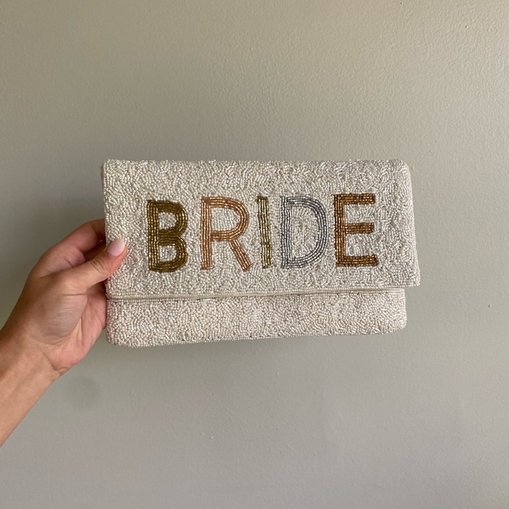 Bride beaded clutch and crossbody chain strap